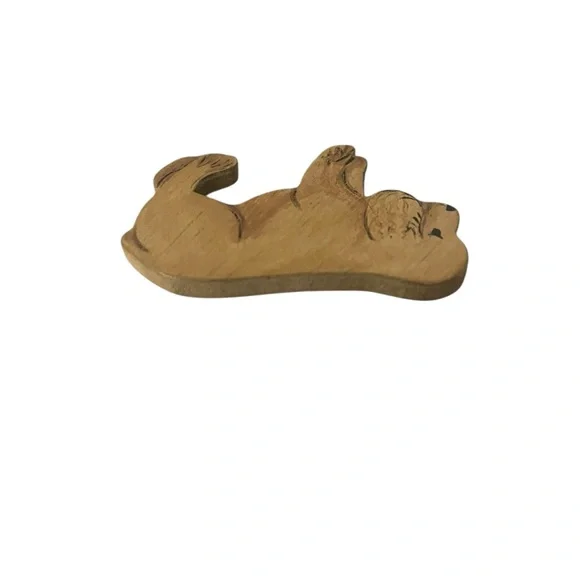 Vintage Hand Painted Wooden Dog Puppy Brooch Pin Novelty Golden Retriever - Picture 4 of 9